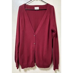 Loulou Studio Eccica Women's Red Cashmere Oversized Boyfriend Cardigan Sweater M